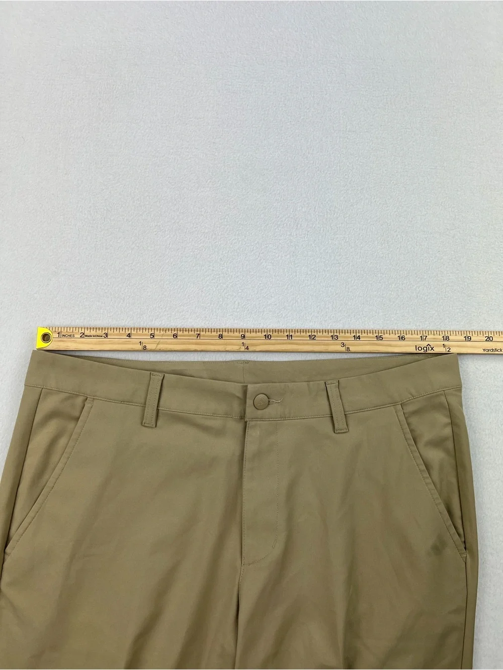 Adidas Mens Adi Advantage Khaki Performance Golf Pants Flat Front Size 35x32